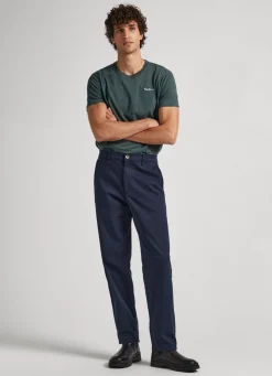 Men Pepe Jeans Melange Cotton Round Neck T-Shirt