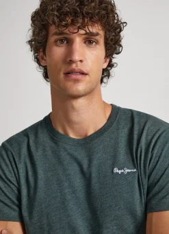 Men Pepe Jeans Melange Cotton Round Neck T-Shirt