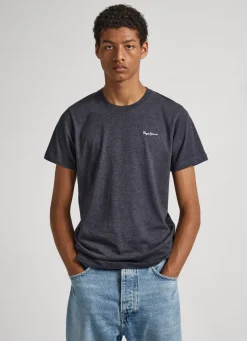 Men Pepe Jeans Melange Cotton Round Neck T-Shirt