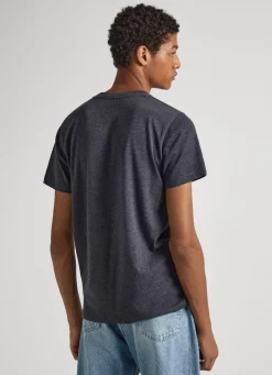 Men Pepe Jeans Melange Cotton Round Neck T-Shirt
