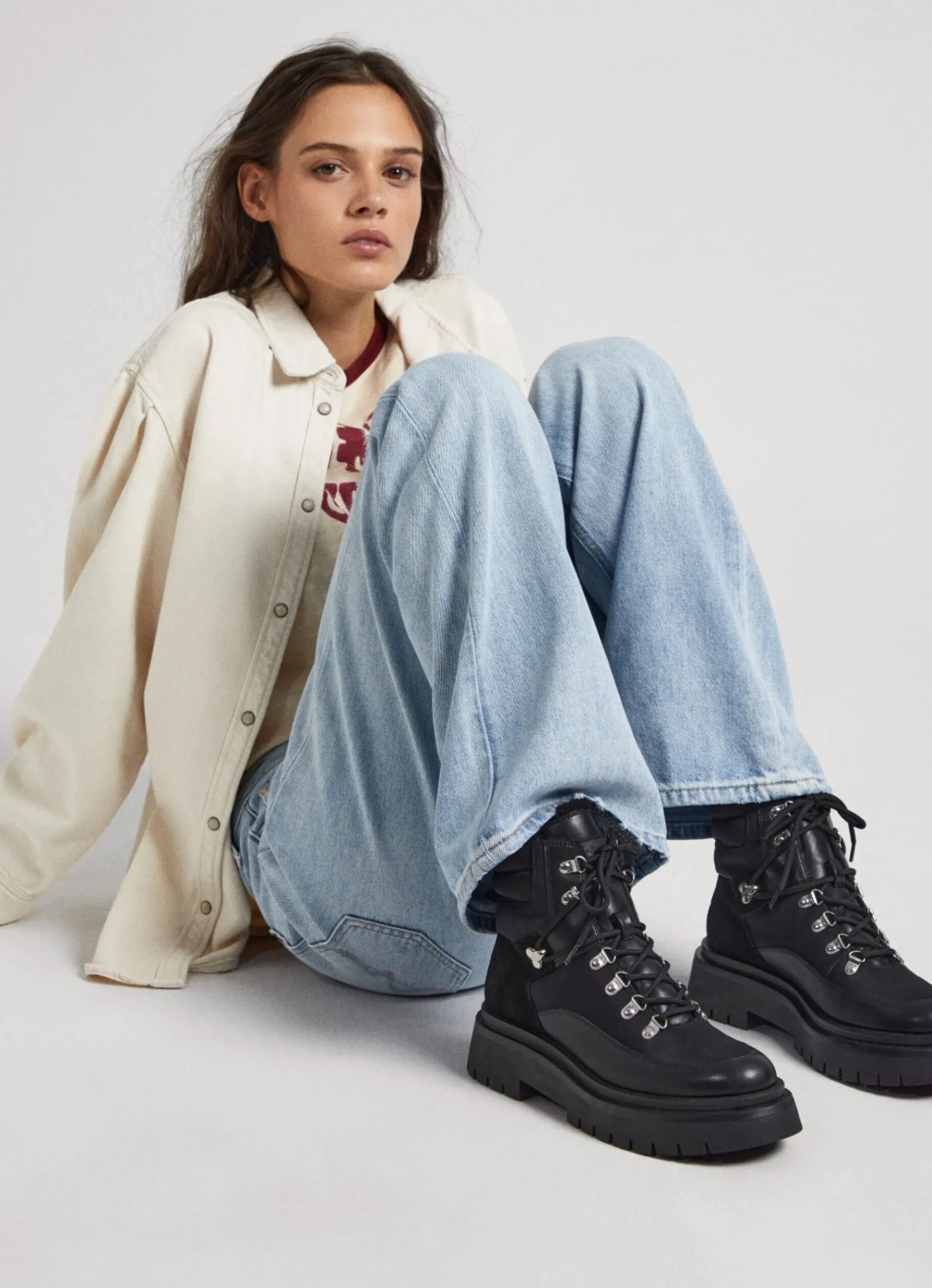 Women Pepe Jeans Mid-Cut Lace-Up Boots