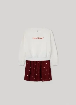 Girl Pepe Jeans Mixed Logo Print Dress