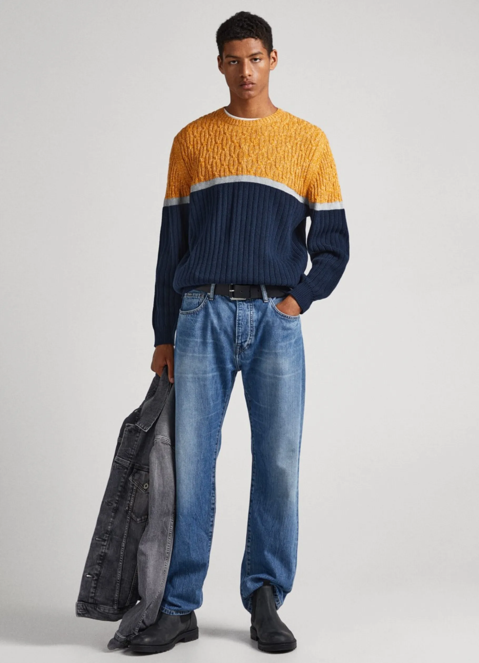 Men Pepe Jeans Mixed Stitch Sweatshirt