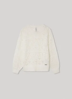 Girl Pepe Jeans Openwork Crew Neck Sweatshirt