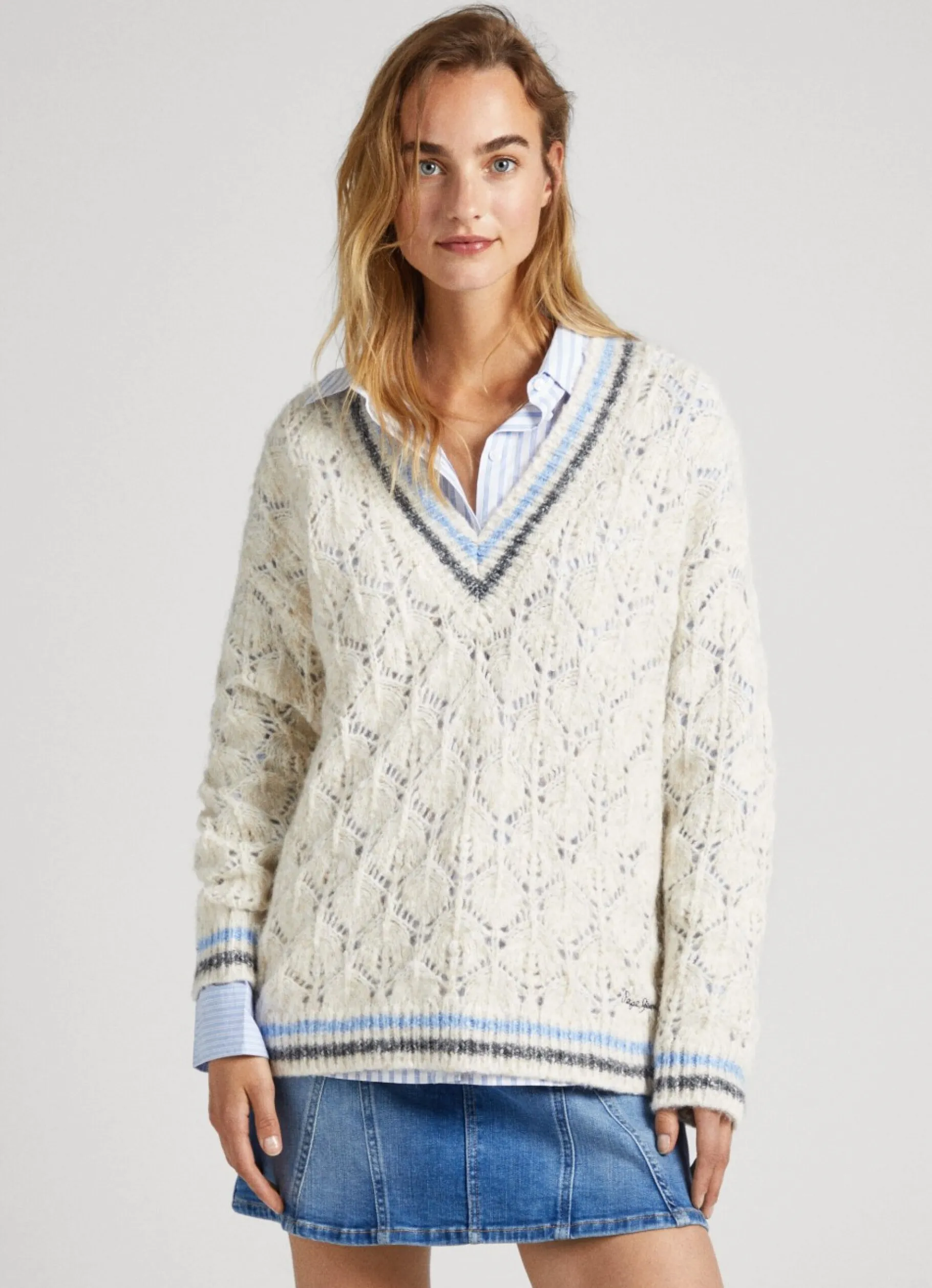 Women Pepe Jeans Openwork Detail Jumper