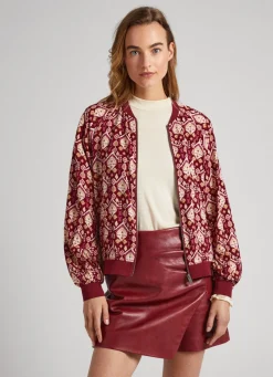 Women Pepe Jeans Ornamental Bomber Jacket