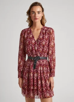 Women Pepe Jeans Ornamental Chiffon Dress