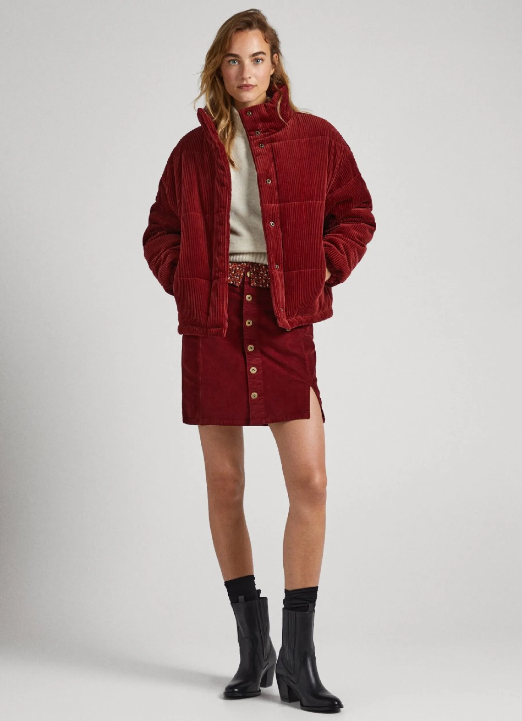 Women Pepe Jeans Oversized Corduroy Puffer Jacket