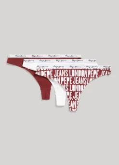 Women Pepe Jeans 3-Pack Elastic Thongs