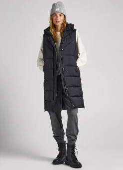 Women Pepe Jeans Padded Vest W/ Hood