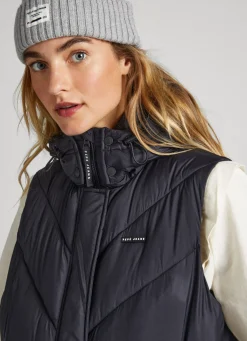 Women Pepe Jeans Padded Vest W/ Hood