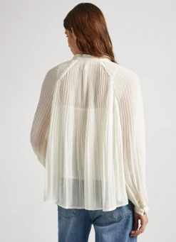 Women Pepe Jeans Pleated Chiffon Blouse