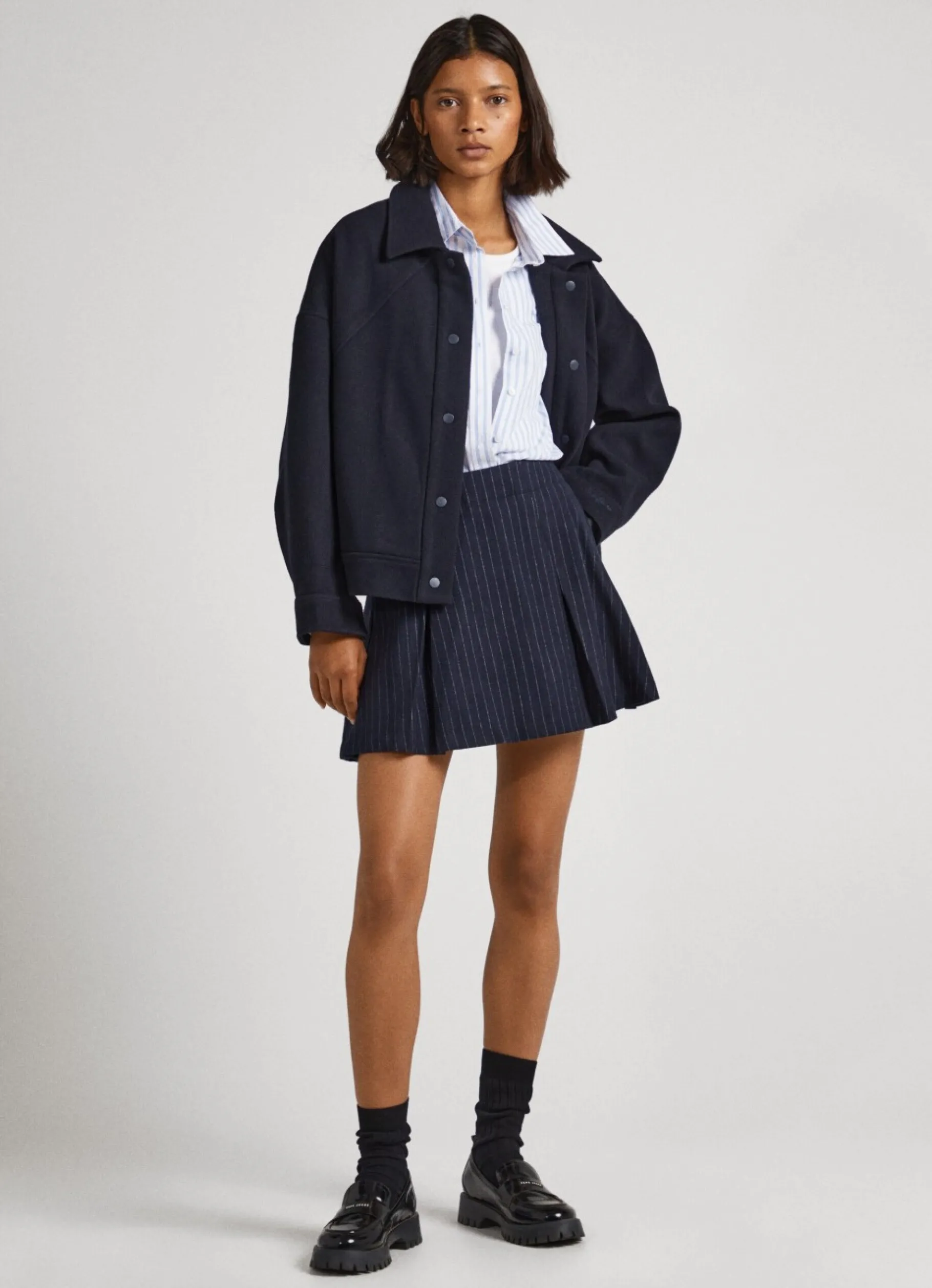 Women Pepe Jeans Pleated Striped Skirt
