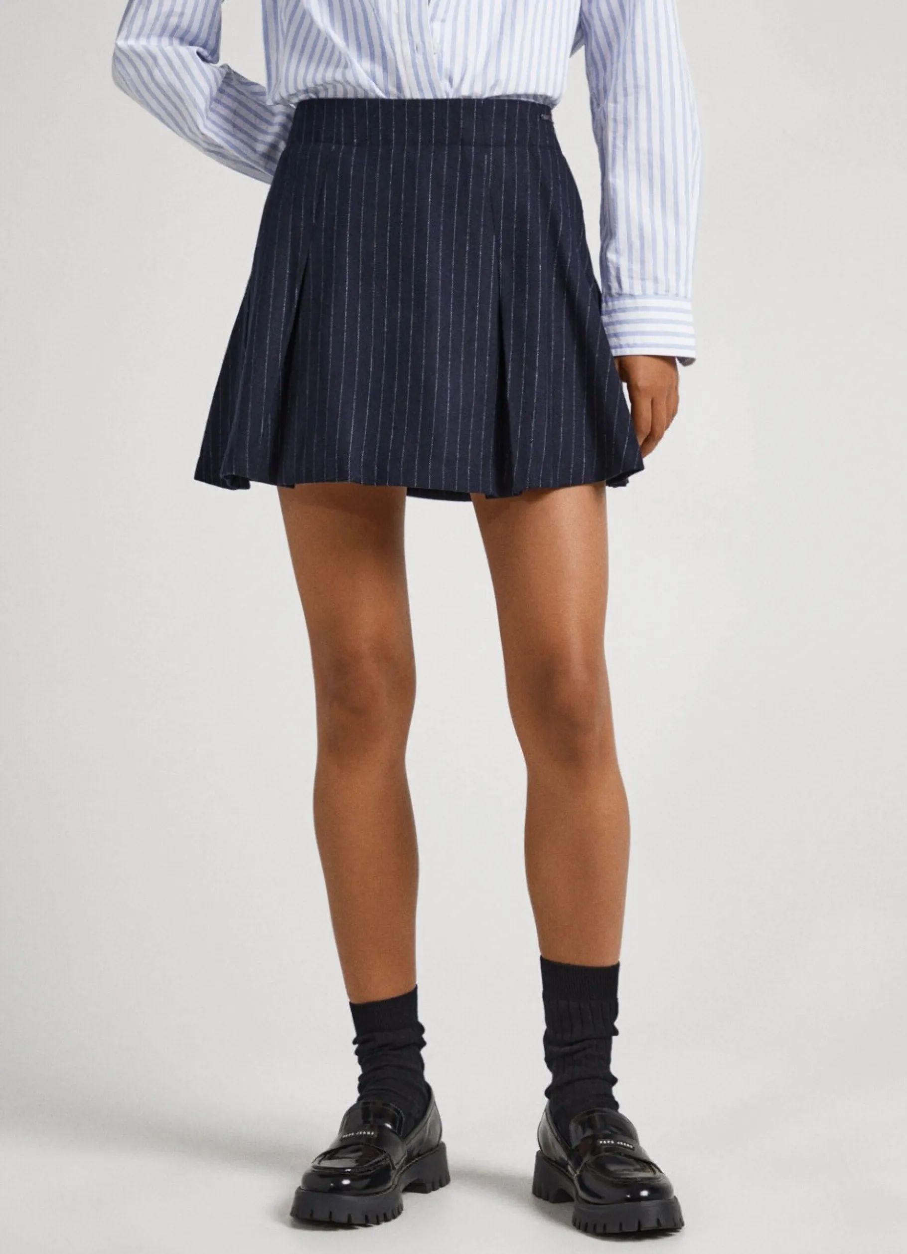 Women Pepe Jeans Pleated Striped Skirt