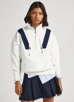 Women Pepe Jeans Polo Sweatshirt W/ Half Zip