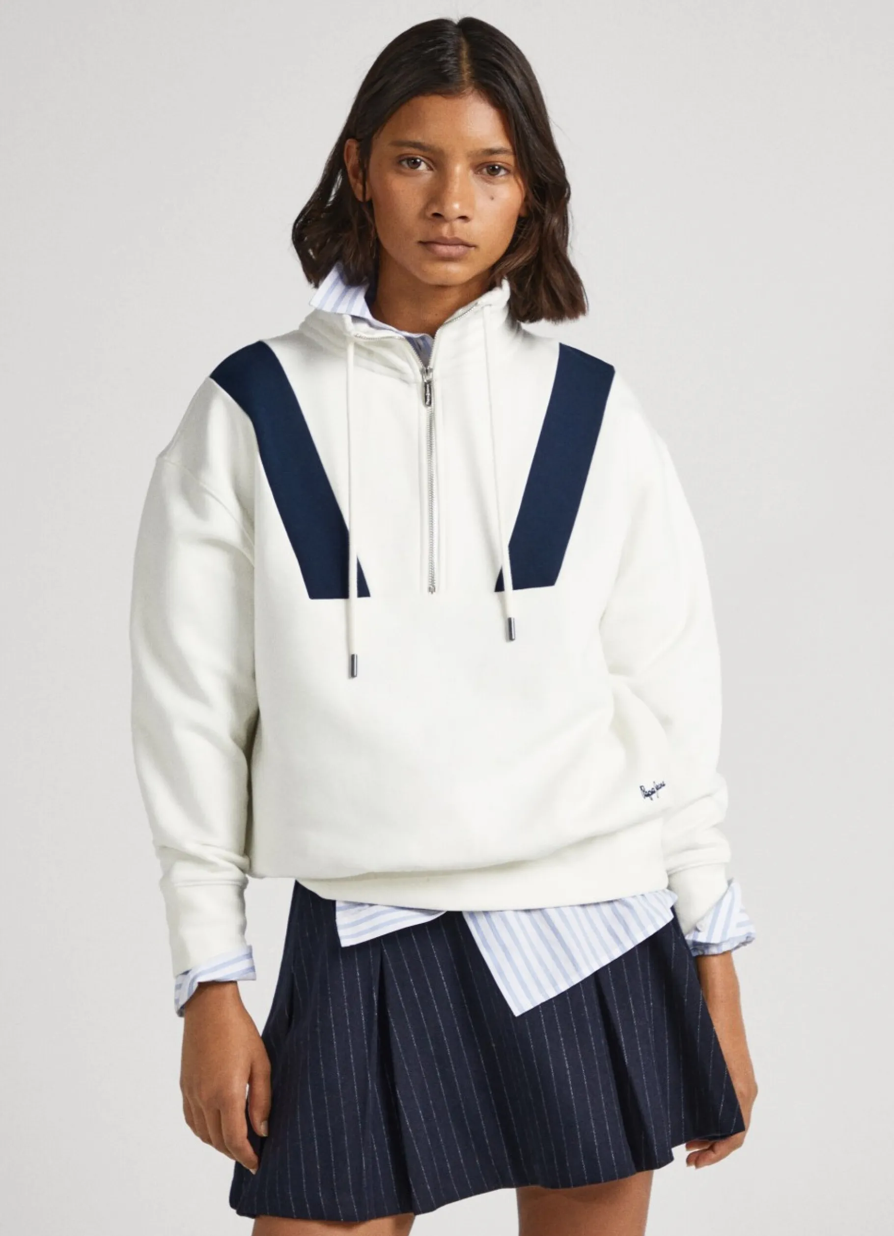 Women Pepe Jeans Polo Sweatshirt W/ Half Zip