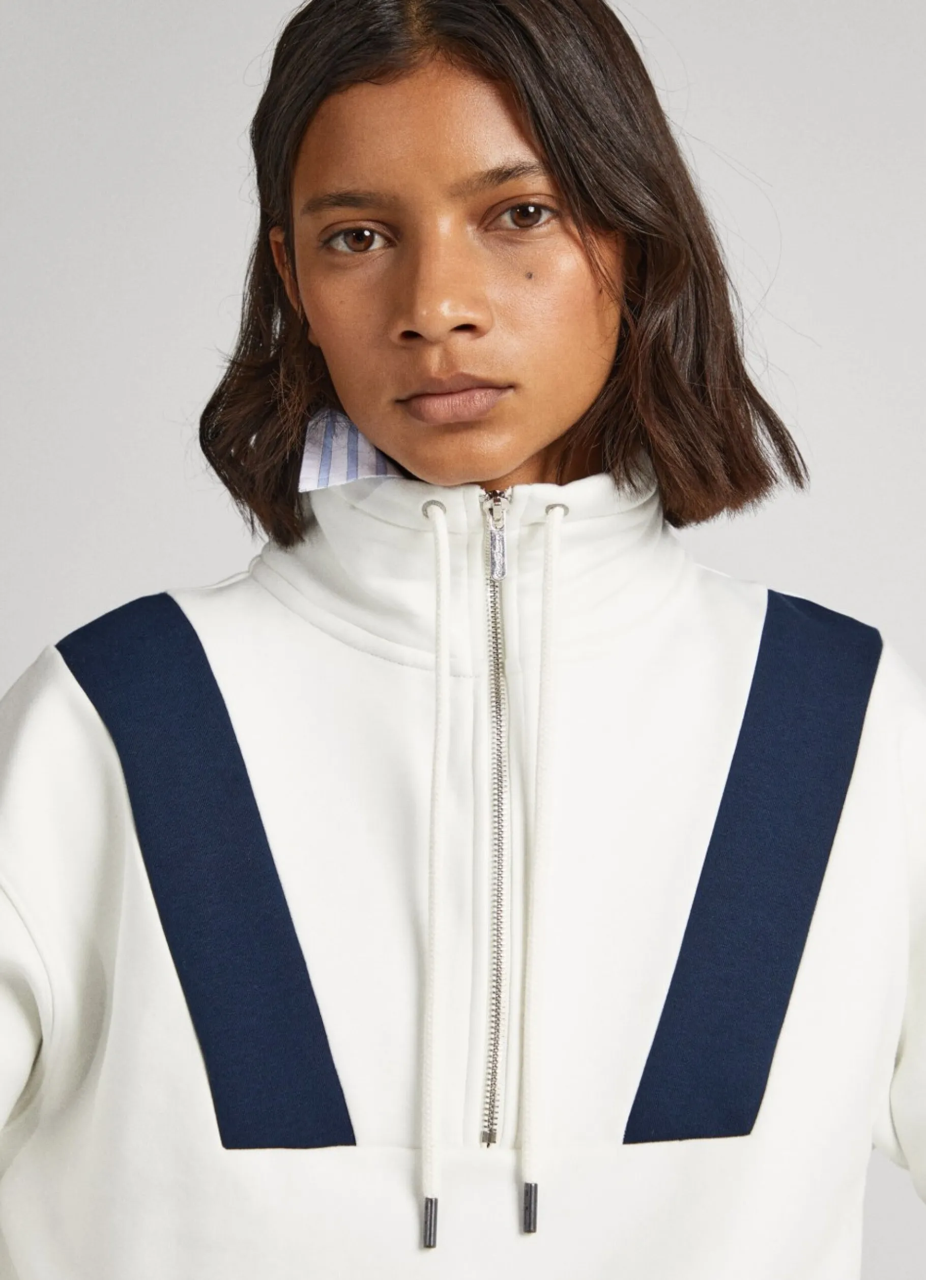 Women Pepe Jeans Polo Sweatshirt W/ Half Zip