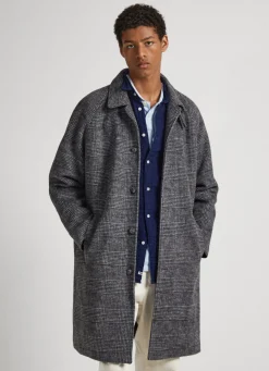 Men Pepe Jeans Prince Of Wales Wool Coat