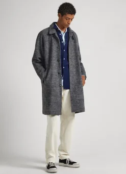 Men Pepe Jeans Prince Of Wales Wool Coat