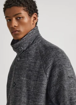 Men Pepe Jeans Prince Of Wales Wool Coat