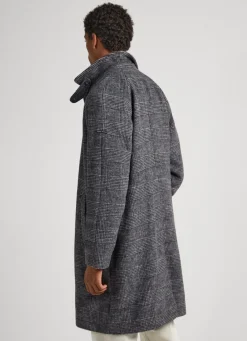 Men Pepe Jeans Prince Of Wales Wool Coat