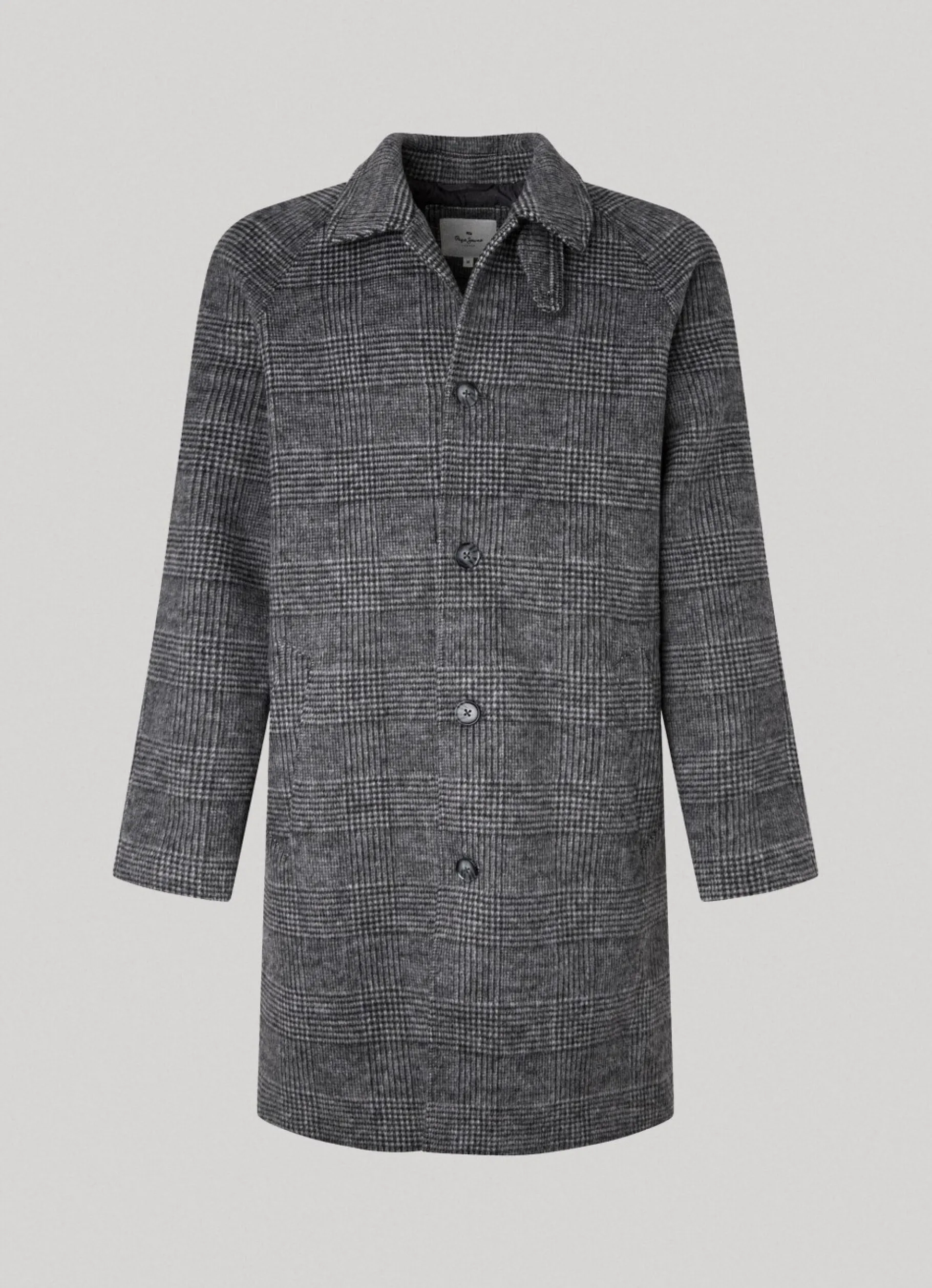 Men Pepe Jeans Prince Of Wales Wool Coat