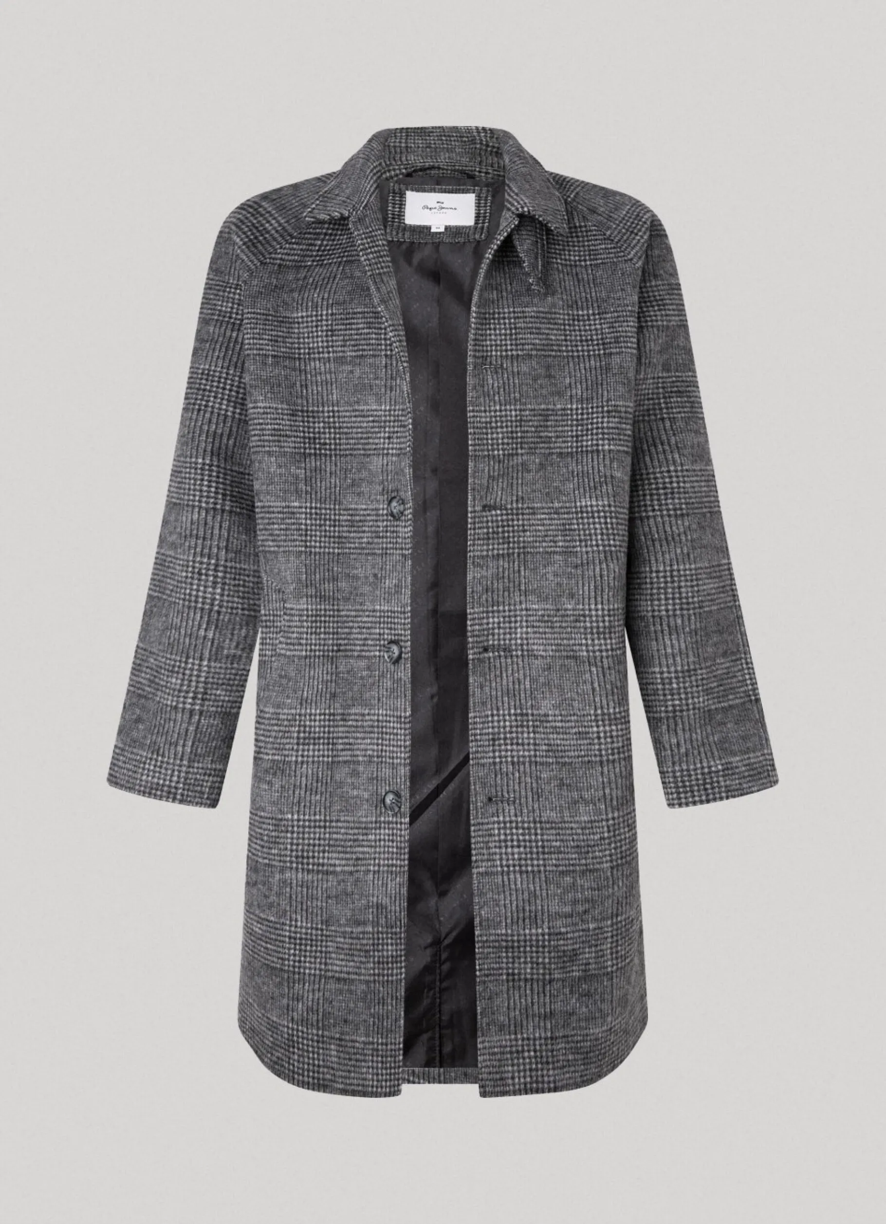 Men Pepe Jeans Prince Of Wales Wool Coat