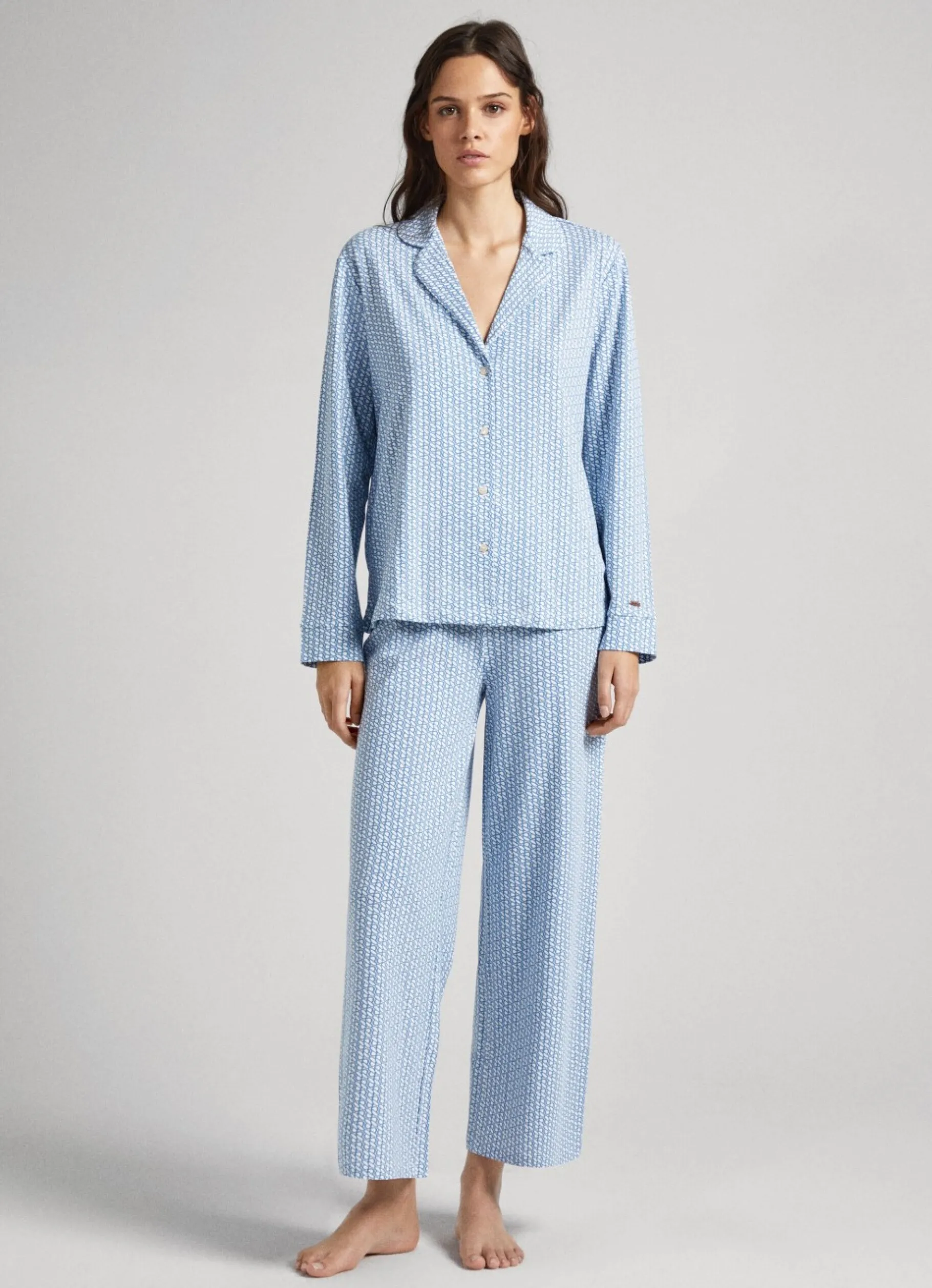 Women Pepe Jeans Printed Logo Cotton Pajama Set