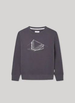 Boy Pepe Jeans Printed Logo Cotton Sweatshirt