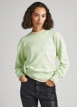 Women Pepe Jeans Printed Logo Cotton Sweatshirt