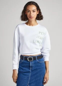 Women Pepe Jeans Printed Logo Cotton Sweatshirt