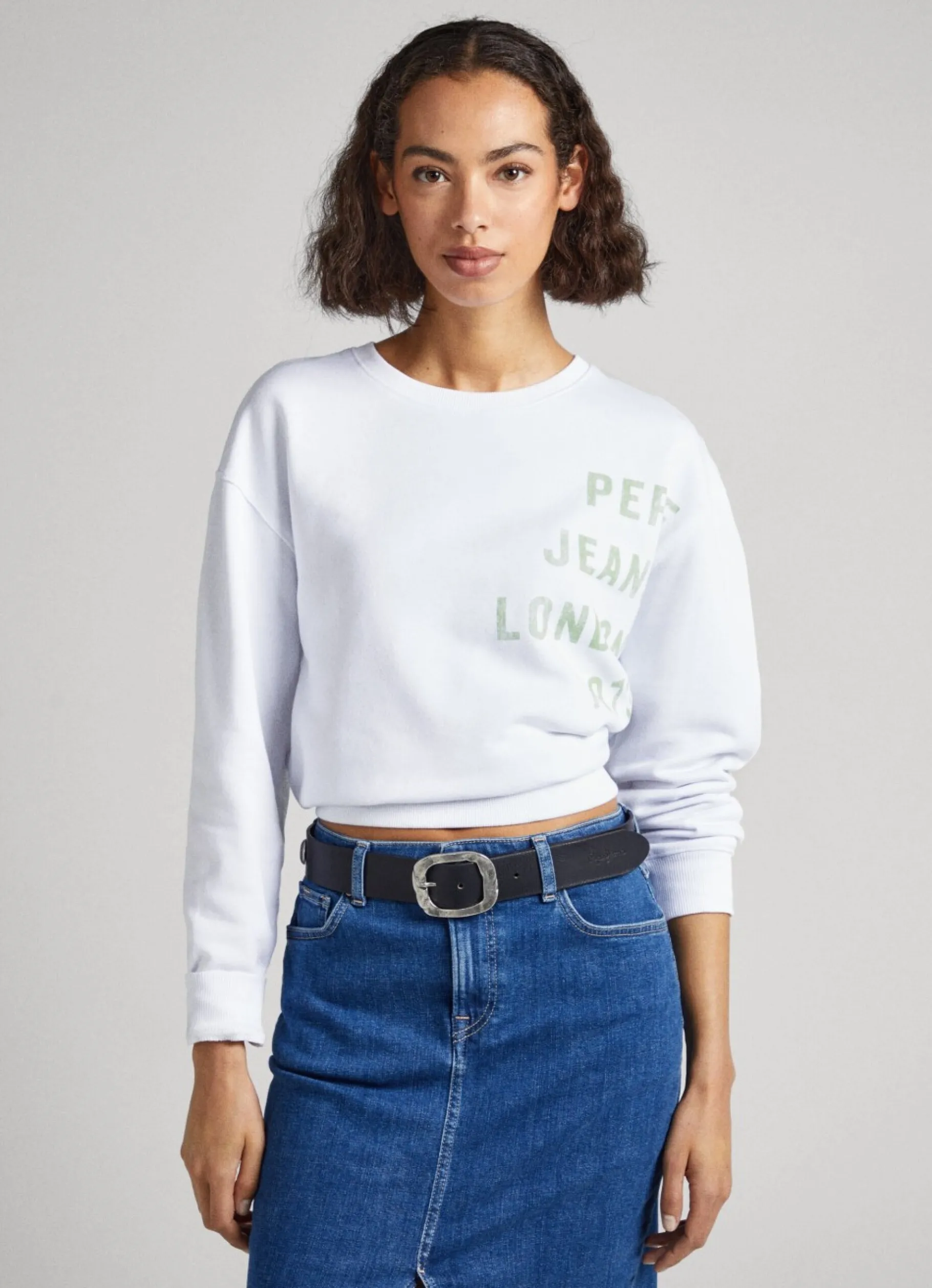 Women Pepe Jeans Printed Logo Cotton Sweatshirt