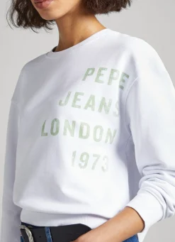 Women Pepe Jeans Printed Logo Cotton Sweatshirt