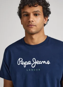 Men Pepe Jeans Printed Logo Cotton T-Shirt