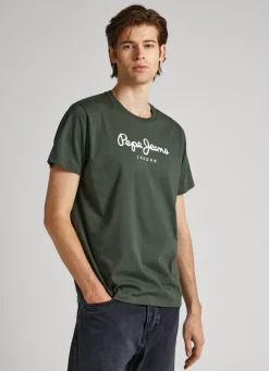 Men Pepe Jeans Printed Logo Cotton T-Shirt
