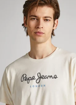 Men Pepe Jeans Printed Logo Cotton T-Shirt