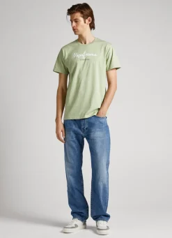 Men Pepe Jeans Printed Logo Cotton T-Shirt