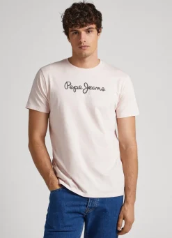 Men Pepe Jeans Printed Logo Cotton T-Shirt