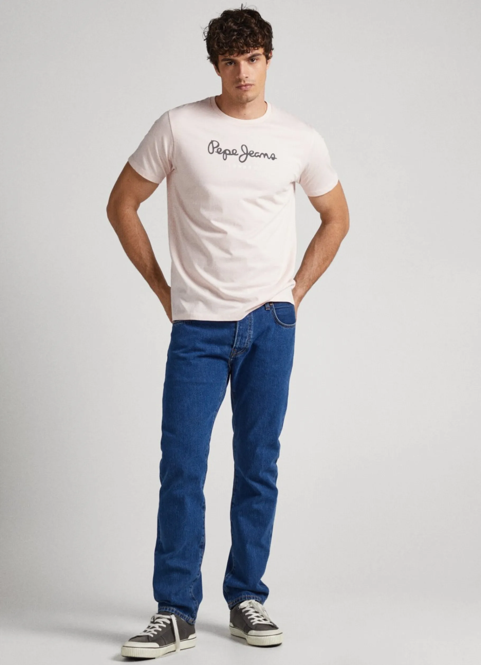Men Pepe Jeans Printed Logo Cotton T-Shirt
