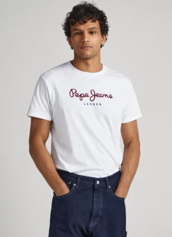 Men Pepe Jeans Printed Logo Cotton T-Shirt