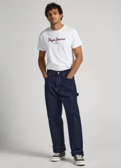 Men Pepe Jeans Printed Logo Cotton T-Shirt