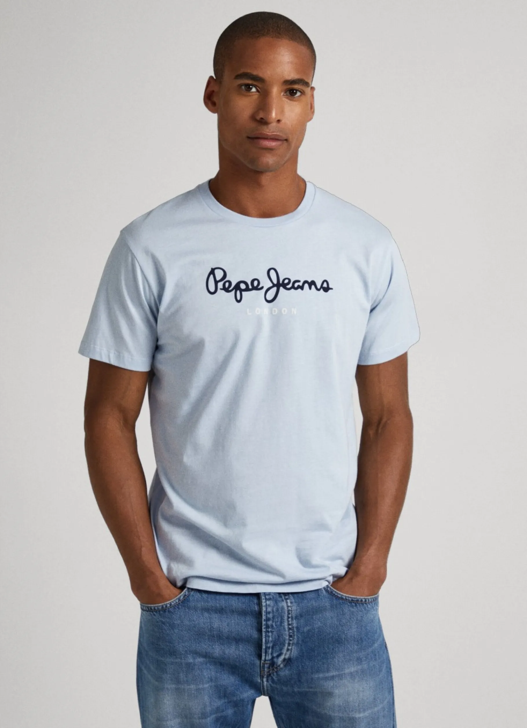 Men Pepe Jeans Printed Logo Cotton T-Shirt