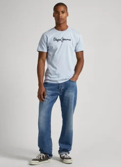 Men Pepe Jeans Printed Logo Cotton T-Shirt