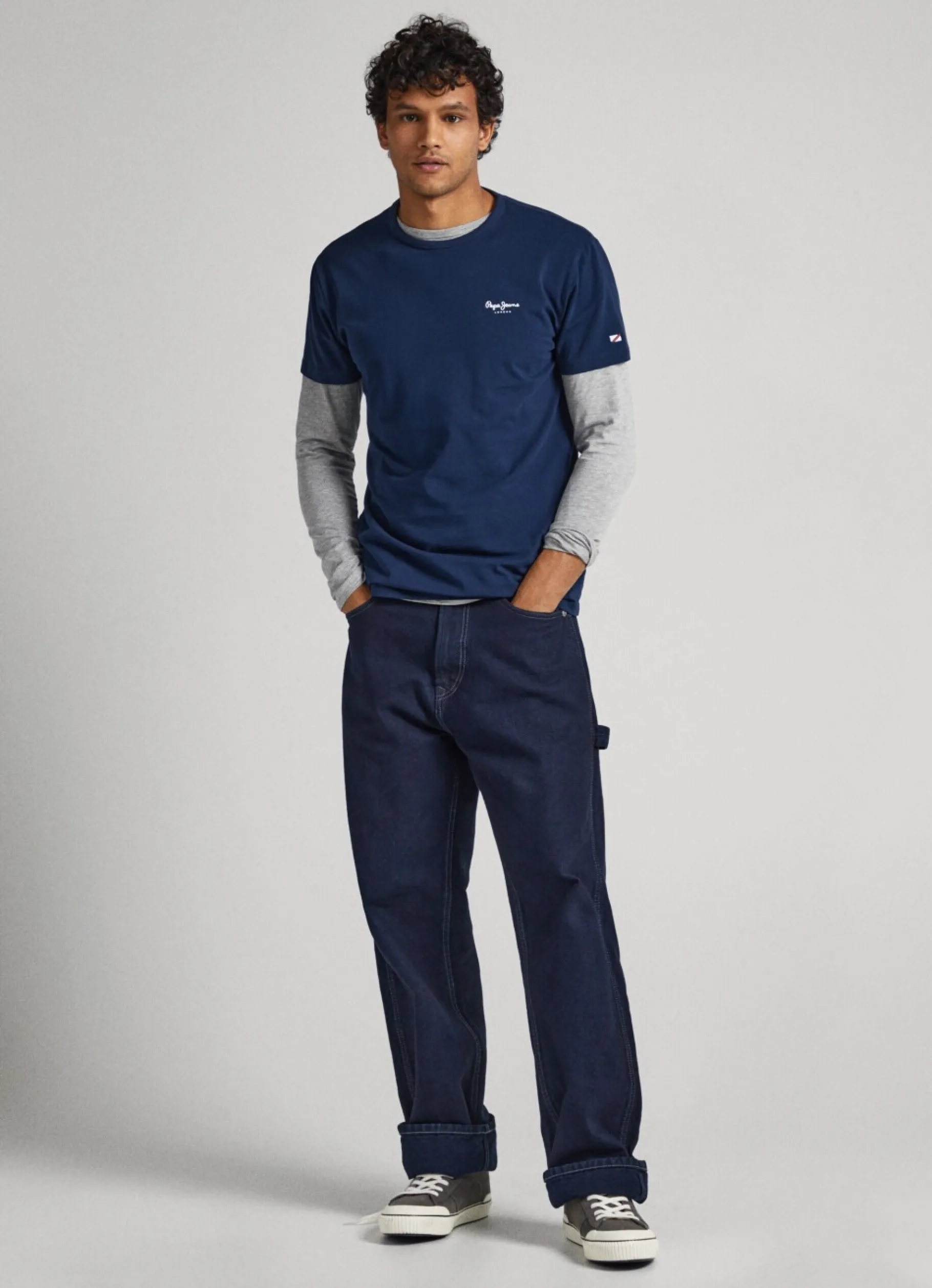 Men Pepe Jeans Printed Logo Cotton T-Shirt