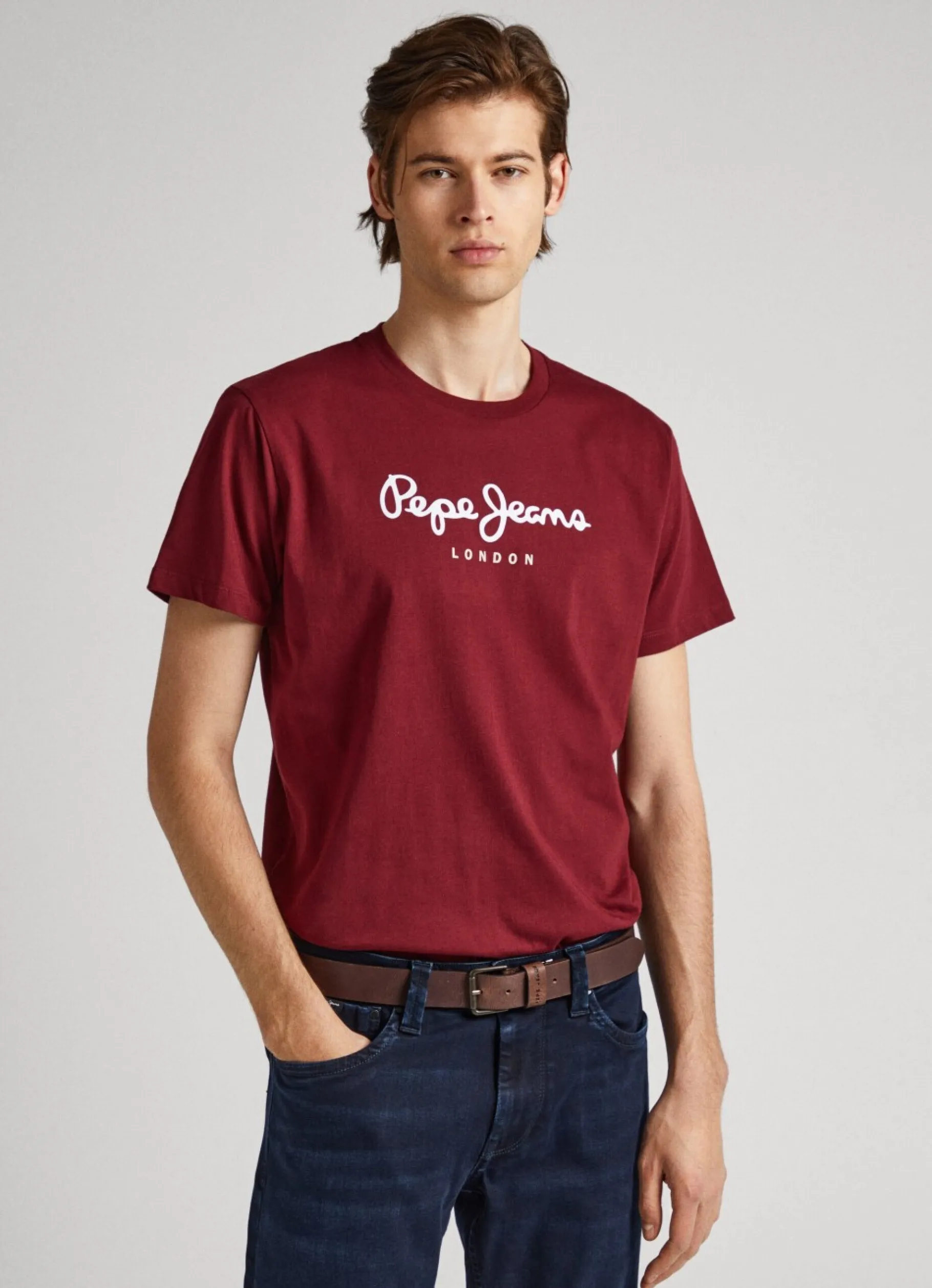 Men Pepe Jeans Printed Logo Cotton T-Shirt
