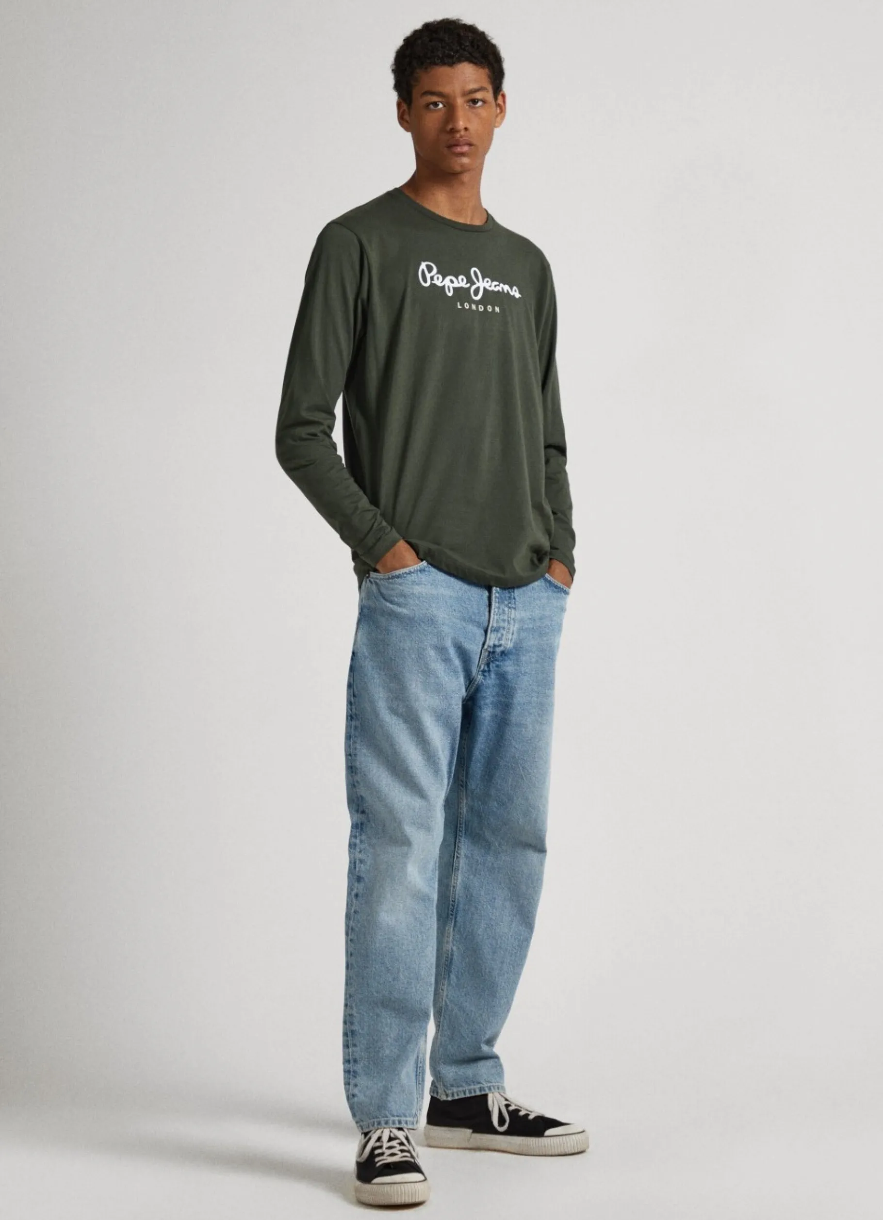 Men Pepe Jeans Printed Logo Cotton T-Shirt