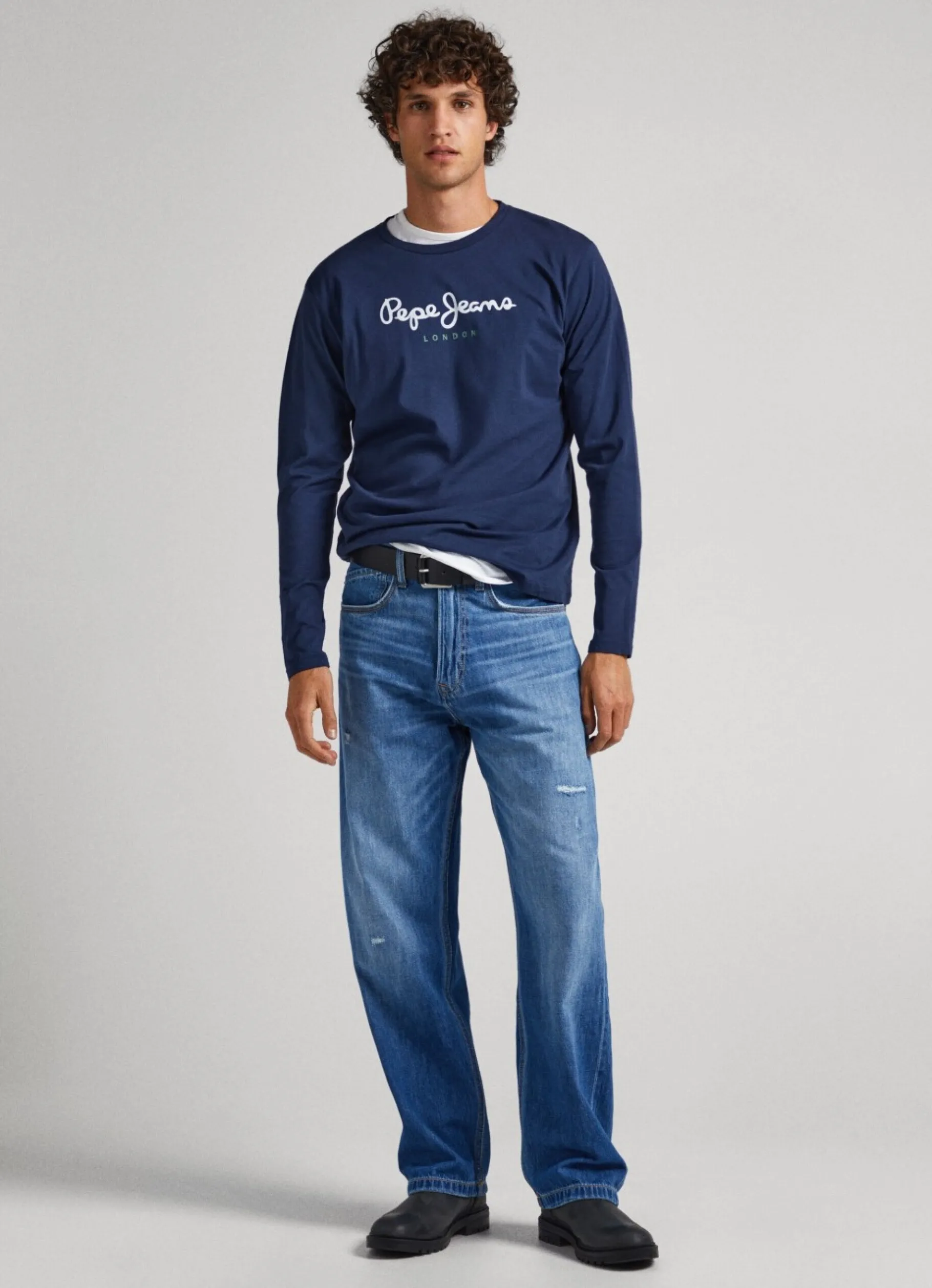 Men Pepe Jeans Printed Logo Cotton T-Shirt