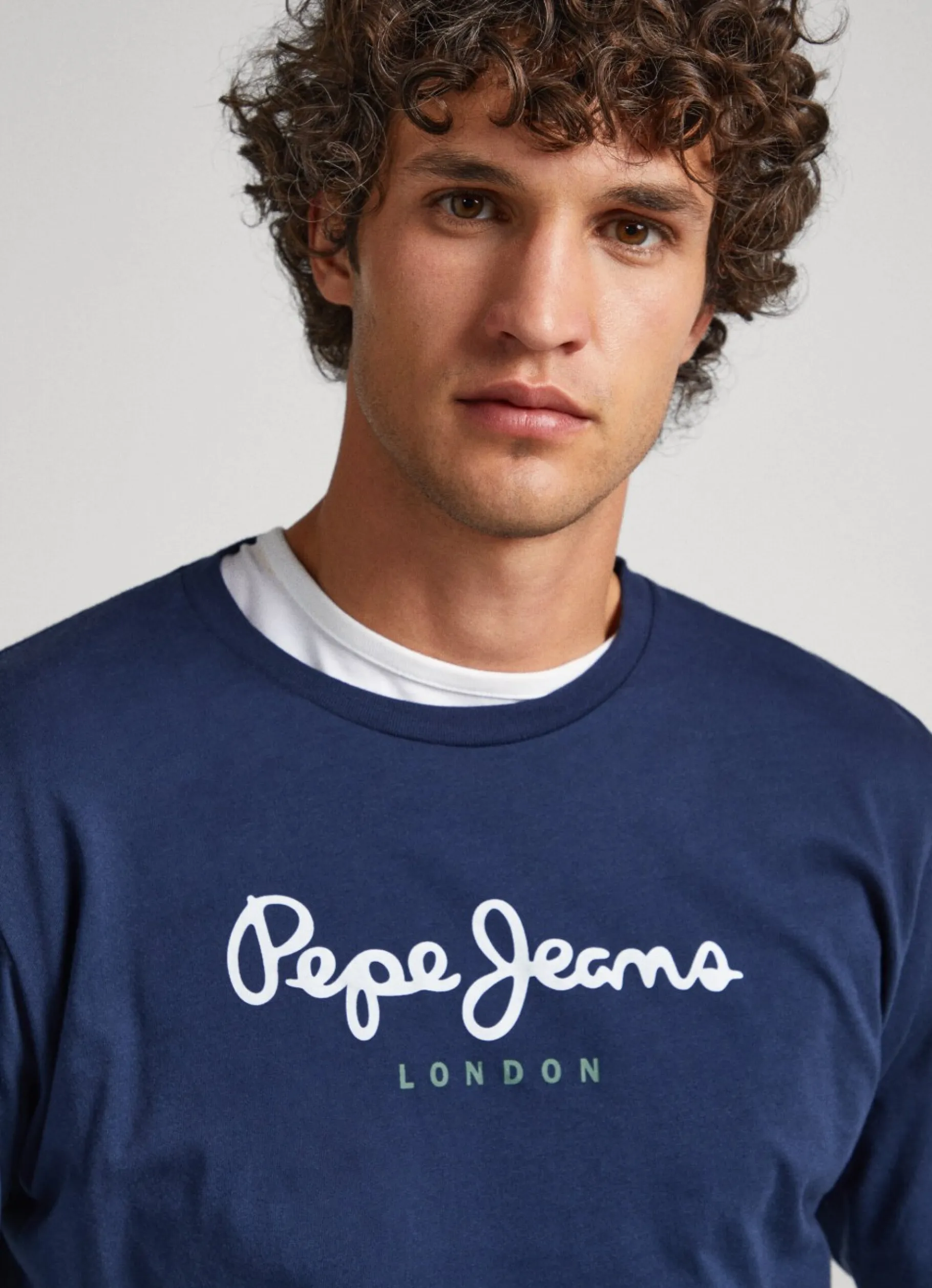 Men Pepe Jeans Printed Logo Cotton T-Shirt