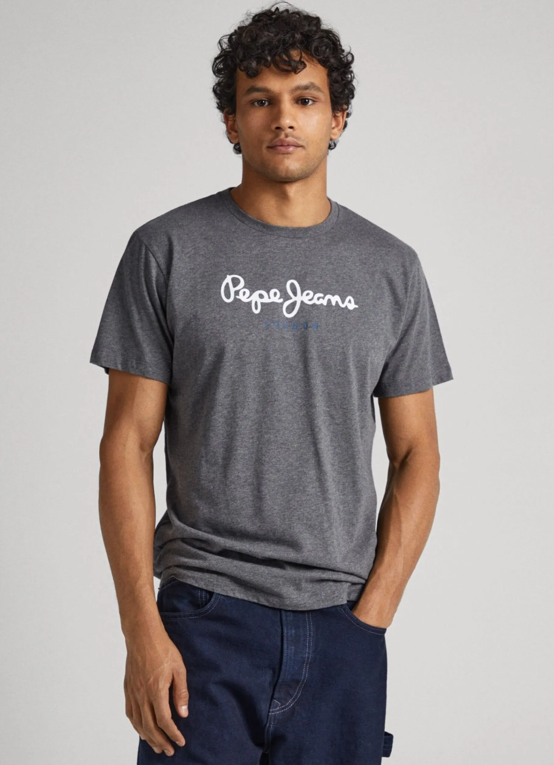 Men Pepe Jeans Printed Logo Cotton T-Shirt