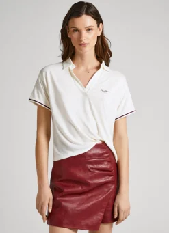 Women Pepe Jeans Printed Logo Polo Shirt